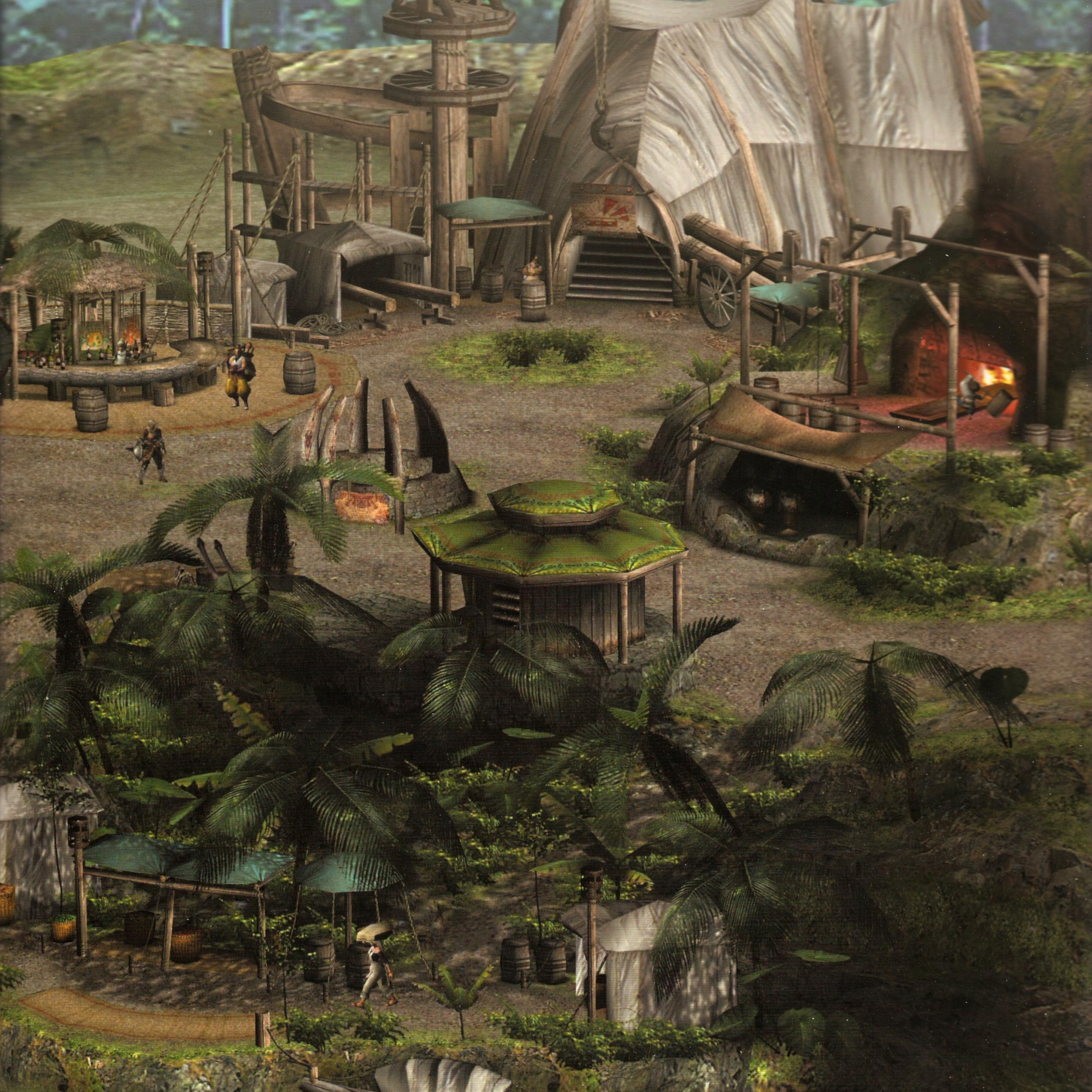 A pseudo-medieval village (Jumbo) from a video-game (Monster Hunter 2)